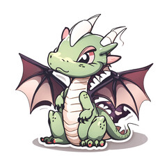 Sticker cute dragon, white background