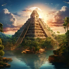 Deurstickers Aztec pyramid. © DALU11