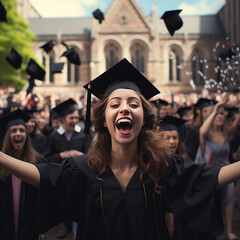 Happy students at a graduation.