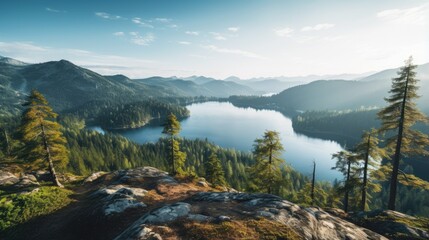 A breathtaking panoramic landscape with vibrant colors, stunning views, and an expansive vista captured using Canon EOS R6 and Canon EF 16-35mm lens, high-angle shot