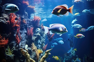 exotic fish swimming in a large tank