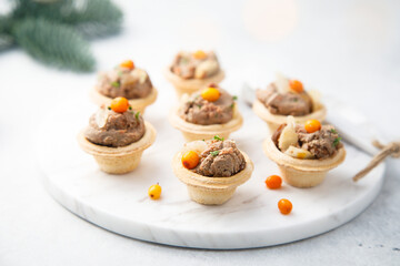 Homemade chicken liver pate with sea buckthorn 