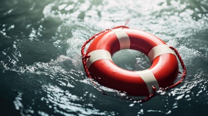 Close-up of a colorful lifebuoy surrounded by shimmering reflections on water, with a dreamy, vibrant 0s and 1s pattern. Captured using Canon EF 100mm f/2.8L Macro IS USM lens on Canon EOS 5D Mark IV