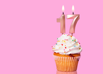 Birthday Cake With Candle Number 17
