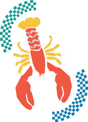 Obraz premium Lobster Summer element with checkered