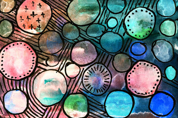 Multicolor abstract background. Colorful acrylic ink blots and stains pattern, wallpaper print, fluid art. Creative backdrop, chaotic paint brushstrokes .