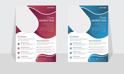 Corporate modern business flyer template design set, minimal business flyer template or eye catching flyer design, flyer in A4 with colorful business proposal, modern with red and blue flyer