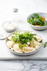 Homemade dumplings with cheese