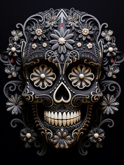 Ornate Mexican Sugar Skull, Day of the Dead Skull