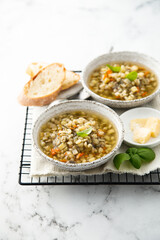Homemade mushroom soup with Parmesan cheese
