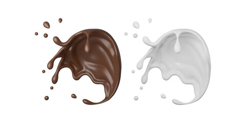 PNG Milk And Chocolate Splash, 3D Rendering, 3D illustration