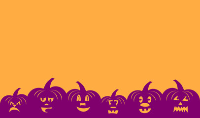Decoration bar on solid background with smiling Halloween jack o lantern