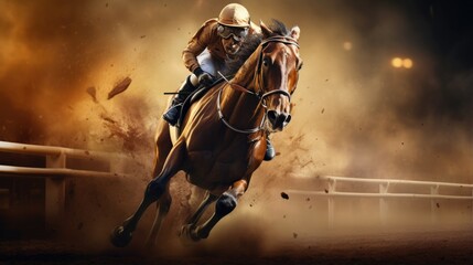 Naklejka premium Horse racing going towards finish line