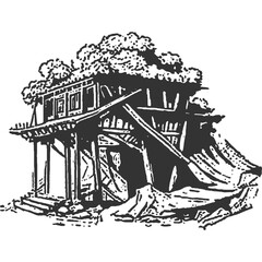 Fototapeta premium Gloomed Haven Vintage Illustration Vector