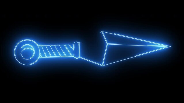 animated kunai with glowing neon lines