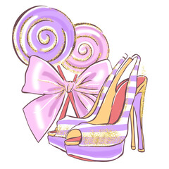 candy cane and candy clog illustration watercolor 