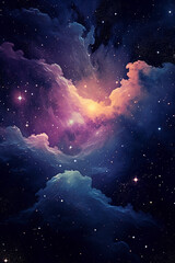 Fototapeta na wymiar Space background with nebula and shining stars.