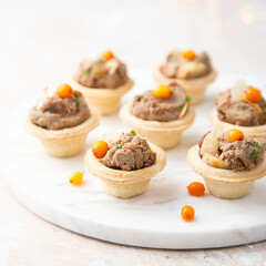 Homemade chicken liver pate with sea buckthorn 