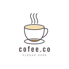 coffee mug minimal ceramic concept coffee shop logo design vector graphic illustration