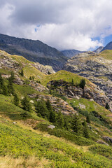 Fototapeta premium mountain landscape in the alps, les contamines 