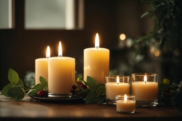 Fototapeta na wymiar A Peaceful Meditation Room With Candles
