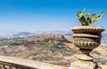Madonie mountains and Calascibetta town from Enna, Sicily, Italy