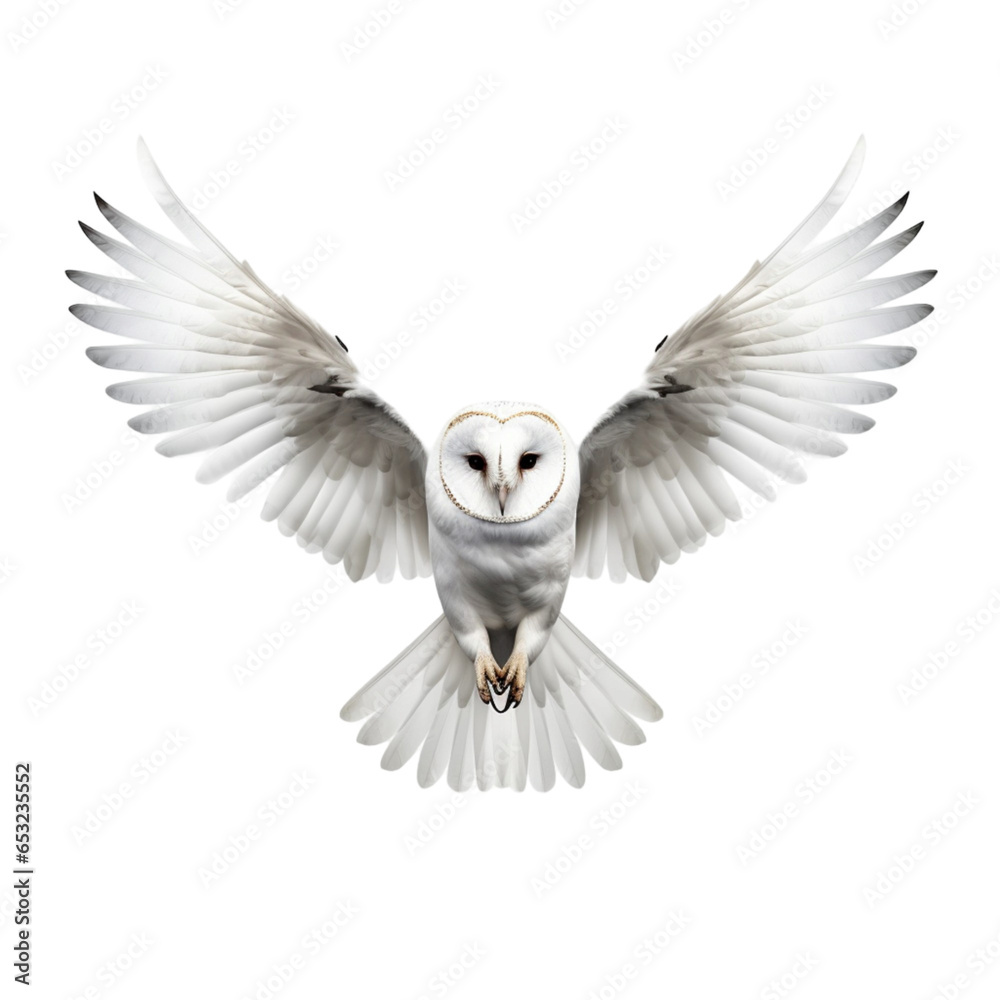 Wall mural an white barn owl with wings spread