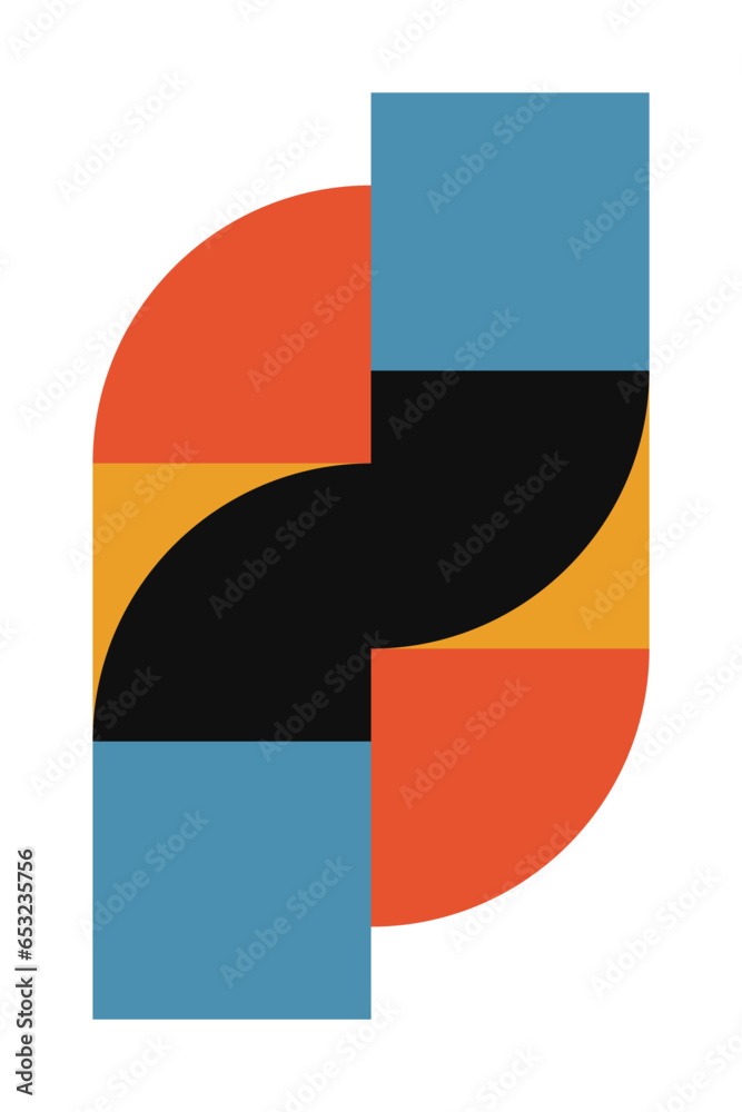 Poster abstract geometric minimalist artwork. vector illustration made of simple shapes like circle, square