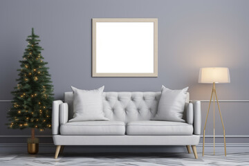 Mockup of a christmas living room, poster mockup