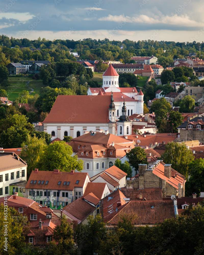 Sticker View of the Old Town from Gediminas Castle Tower in Vilnius, Lithuania