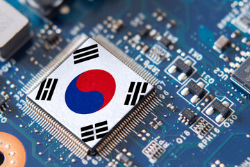 Computer chip with South Korea flag
