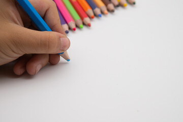 pack of 12  mini colored bunch wood  pencils isolated on a white background with  copy space 