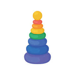 Pyramid. Children s logic puzzle game. Multi-colored pyramid toy. Vector illustration isolated on a white background