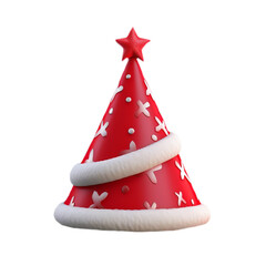 3D character a christmas tree with santa hat on isolated transparent background png,  Generated with AI
