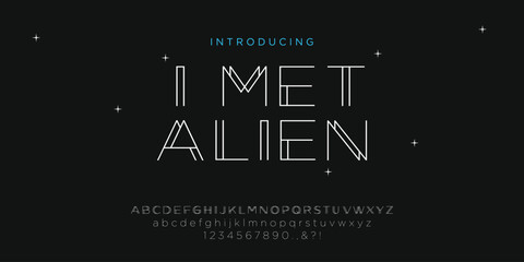 an abstract, modern, minimalist futuristic alphabet font with a scifi theme in vector
