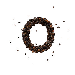 Coffee text typeface out of coffee beans isolated the character O