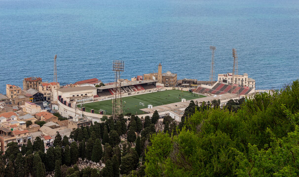 Algiers, Alger, Algeria : 09 19 2023 : Aerial view of the Omar Hamadi Stadium of Bologhine.