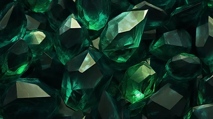 Fototapeten vibrant emerald green gemstone texture background - luxurious green emerald wallpaper for design projects - gemstones textures backdrop series © Ashi