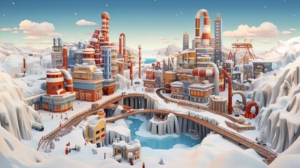 Santa's Candy Castle Cloudscape: A Christmas Land of Milk, Honey, and Toy Factories in the North Pole in 8K created with generative ai technology