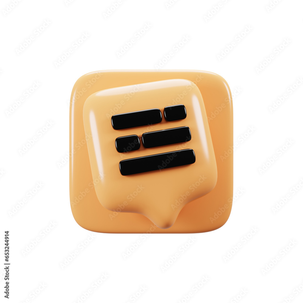 Poster mobile phone user interface icon concept. 3d rendering chat icon