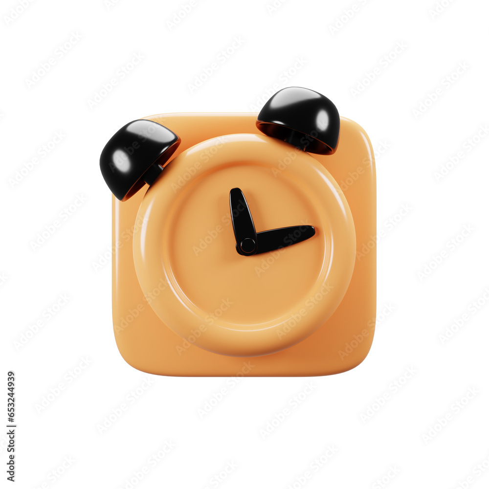 Poster mobile phone user interface icon concept. 3d rendering alarm clock icon