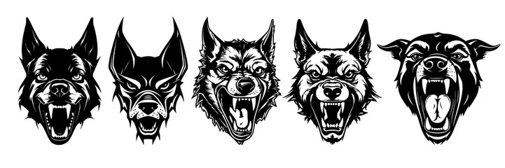 Dog silhouettes set, large pack of vector silhouette design, isolated white background