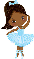 Vector Little African American Ballerina Dancing