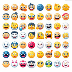Set of facebook emoji on a white background b, generative ai