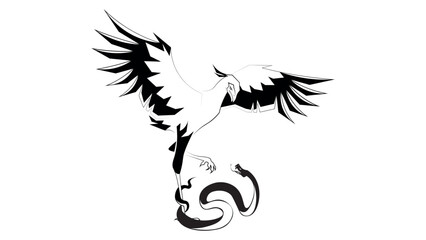logo, eagle and snake emblem. black and white, vector