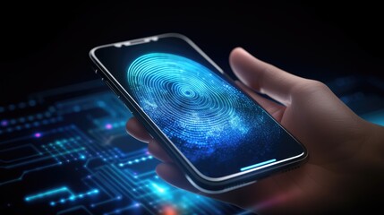 cybersecurity of personal data safety, mobile smartphone using biometric finger print and Two-factor authentication app login, Generative AI