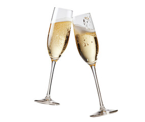 two glasses of champagne - obrazy, fototapety, plakaty