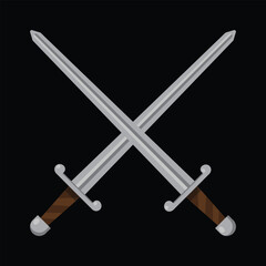 medieval sword, long sword, vector illustration 