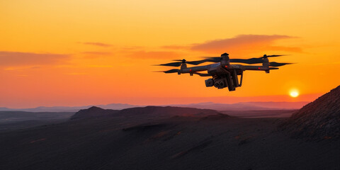 Fototapeta na wymiar the military drone hovers high above