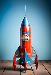 vintage tin toy rocket - generative ai
